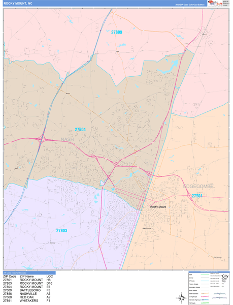 Rocky Mount Wall Map